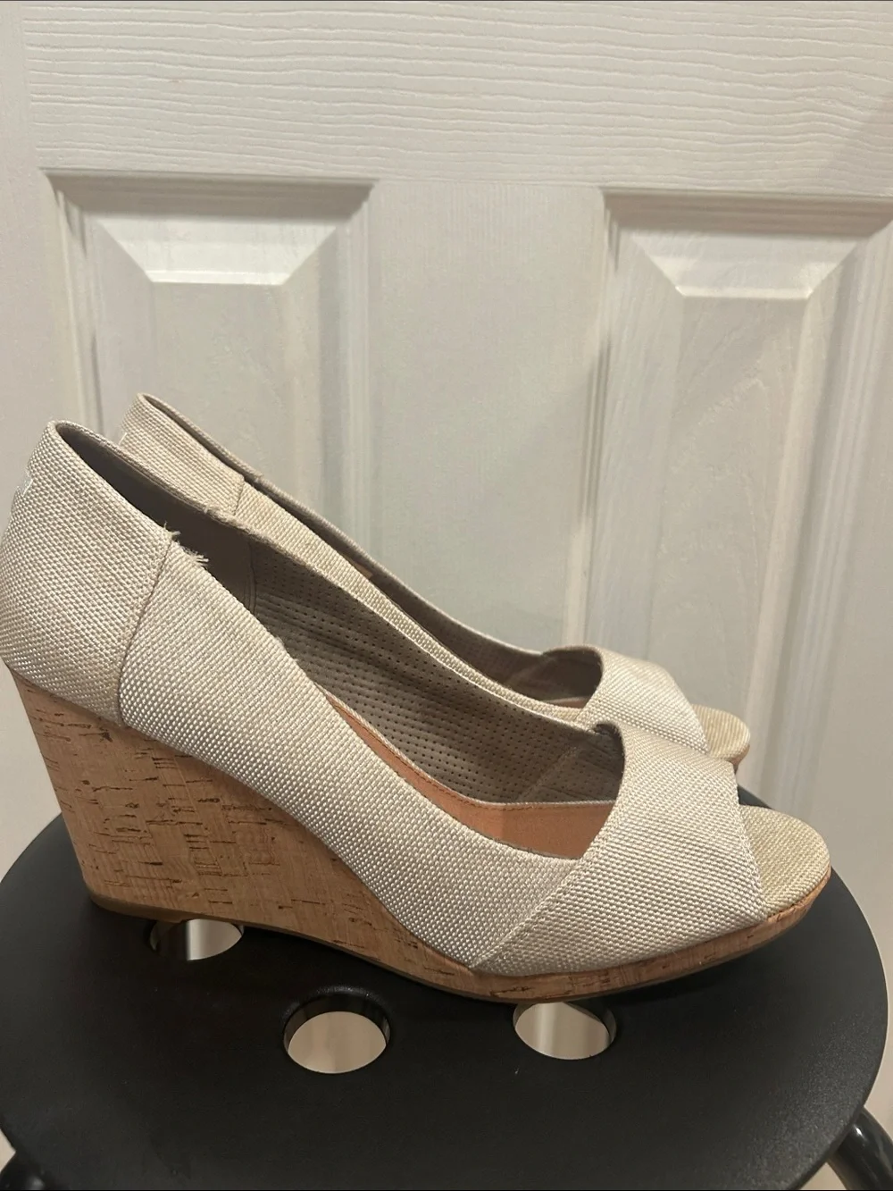 TOMS Peeptoe Wedges Size 12